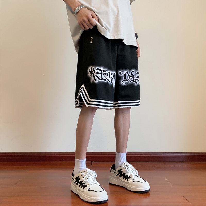 美式大码运动短裤男oversize宽松复古休闲五分裤潮-DK713-P38黑色,男装休闲裤,星座307-3(原516-1)