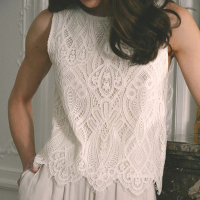 蕾丝背心睫毛蕾丝背心无袖法式风