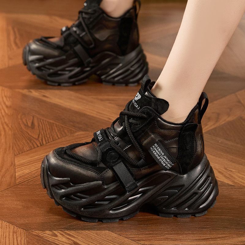 小个子厚底内增高老爹鞋女款冬季