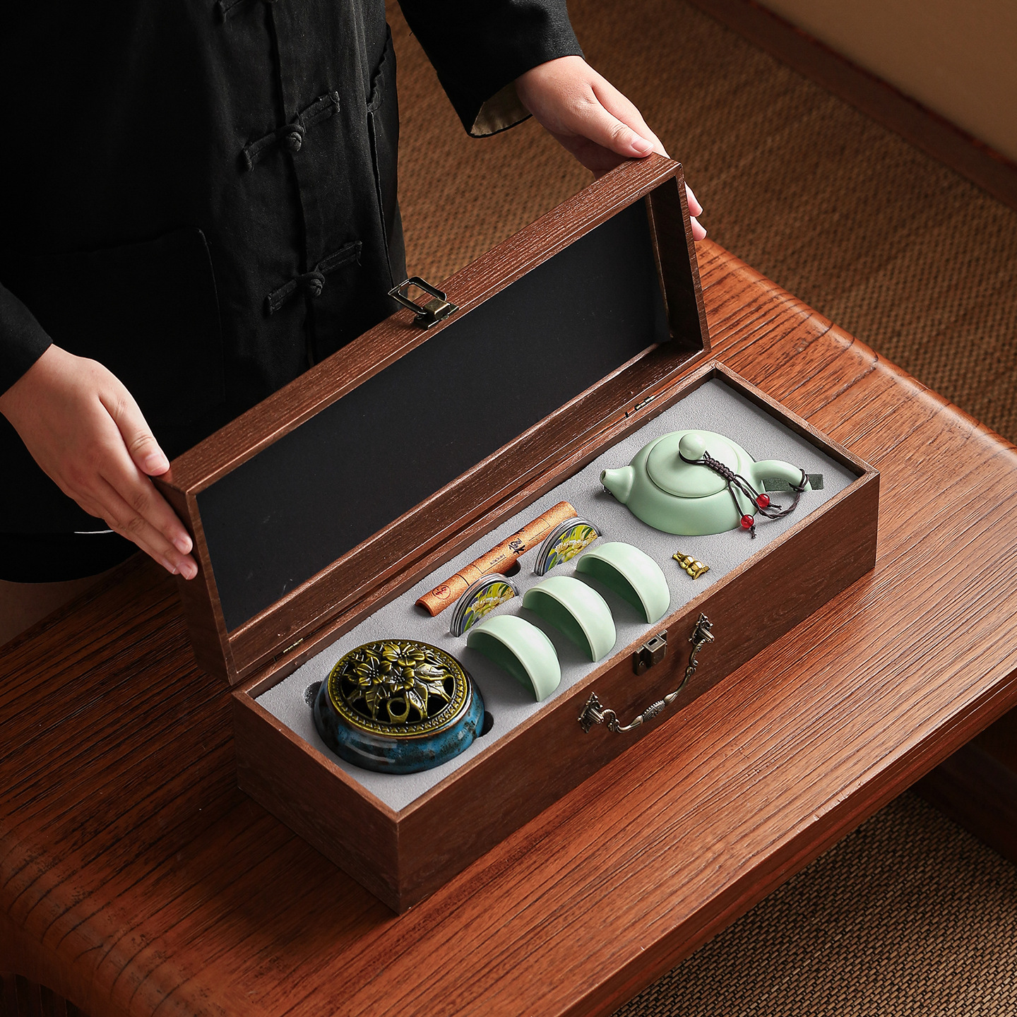 国潮故宫茶具礼盒定制logo