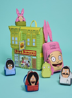 代购Loungefly Bob's Burgers 开心汉堡店联名款迷你双肩包斜挎包