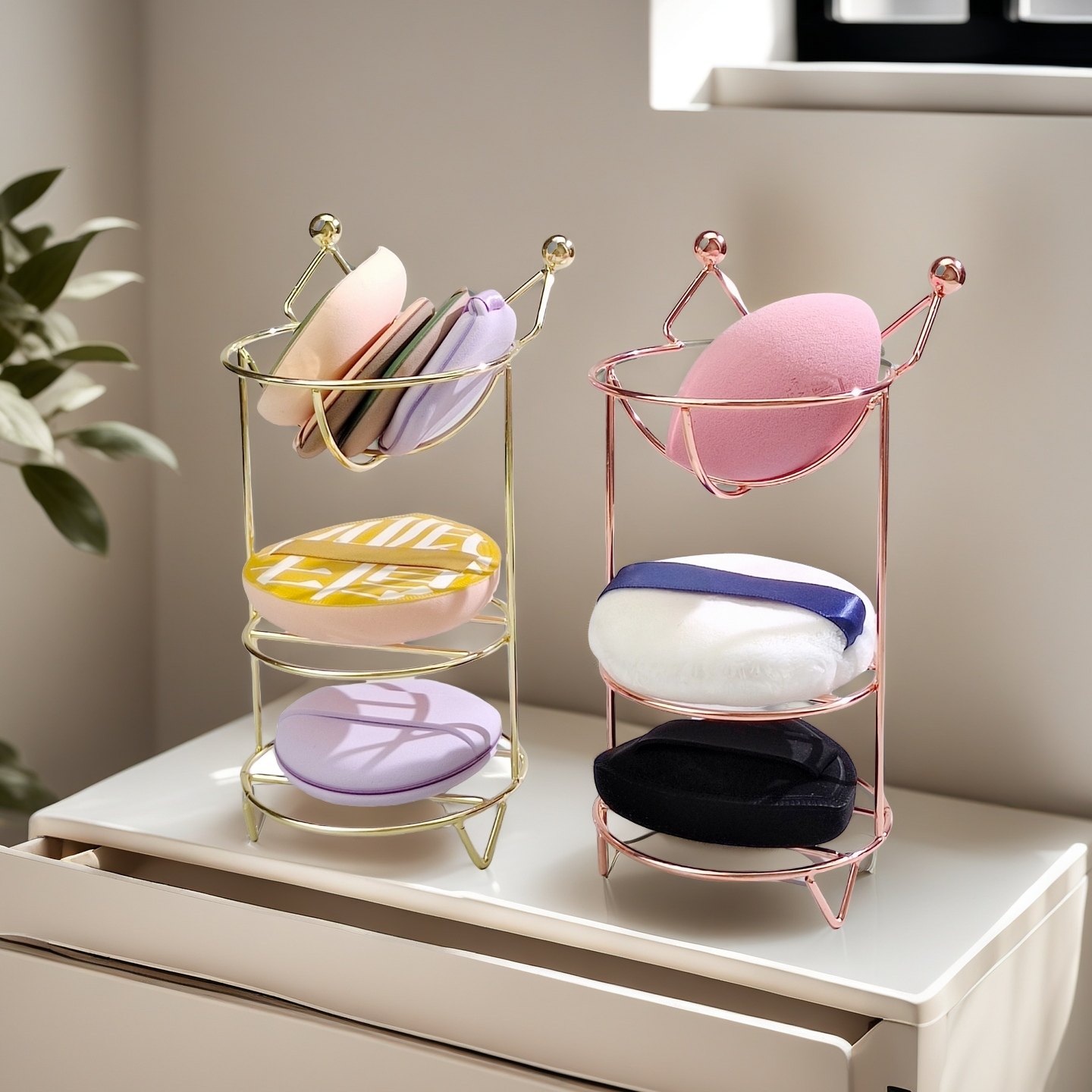 三层多层可放贴贴丹宁粉扑美妆蛋金属收纳晾晒托透气防发霉支架子,彩妆/香水/美妆工具,美妆蛋/扑/海绵,淘宝优惠券,粉丝福利购,淘宝优惠卷