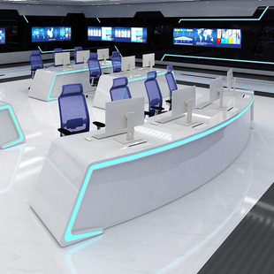 指挥中心控制台弧形监控台中控室调度台烤漆操作工作台安防指挥台