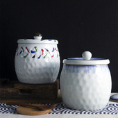 和风四季 油罐大号调味盐罐猪油罐 无孔釉下彩陶瓷耐高温厨房家用装