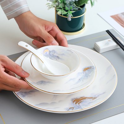 骨碟陶瓷大众圆形水墨画7英寸