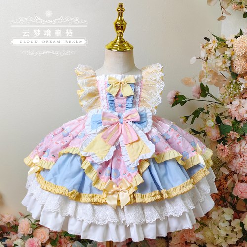 四季款女童原创洛丽塔公主裙黄粉蓝色生日礼服蓬蓬Lolita连衣裙