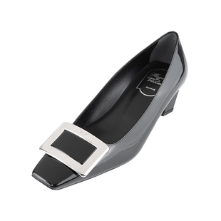 女士2025春秋新款 Roger 中跟鞋 搭扣亮面休闲单鞋 Vivier女经典