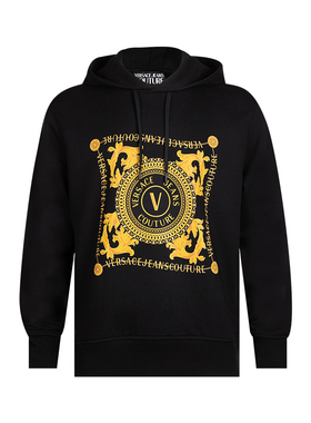 Versace/范思哲男logo印花全棉套头加绒连帽衫男士XY精选