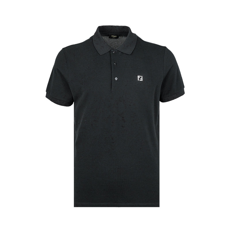 FENDI芬迪男logo刺绣全棉短袖polo衫男士春夏新款XY推广