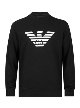 EMPORIO ARMANI阿玛尼男印花莫代尔混纺套头卫衣男士新款XY推广