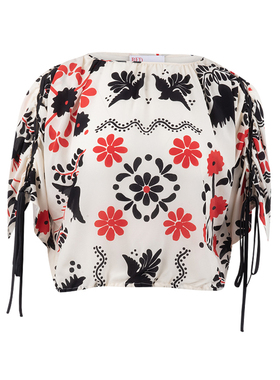 Red Valentino休闲拼色短款中袖T恤女士上衣XY精选