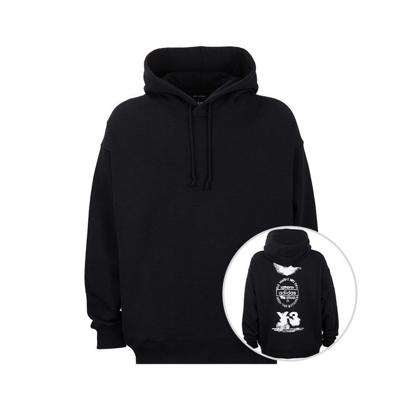 Y-3图案印花全棉套头连帽衫男女