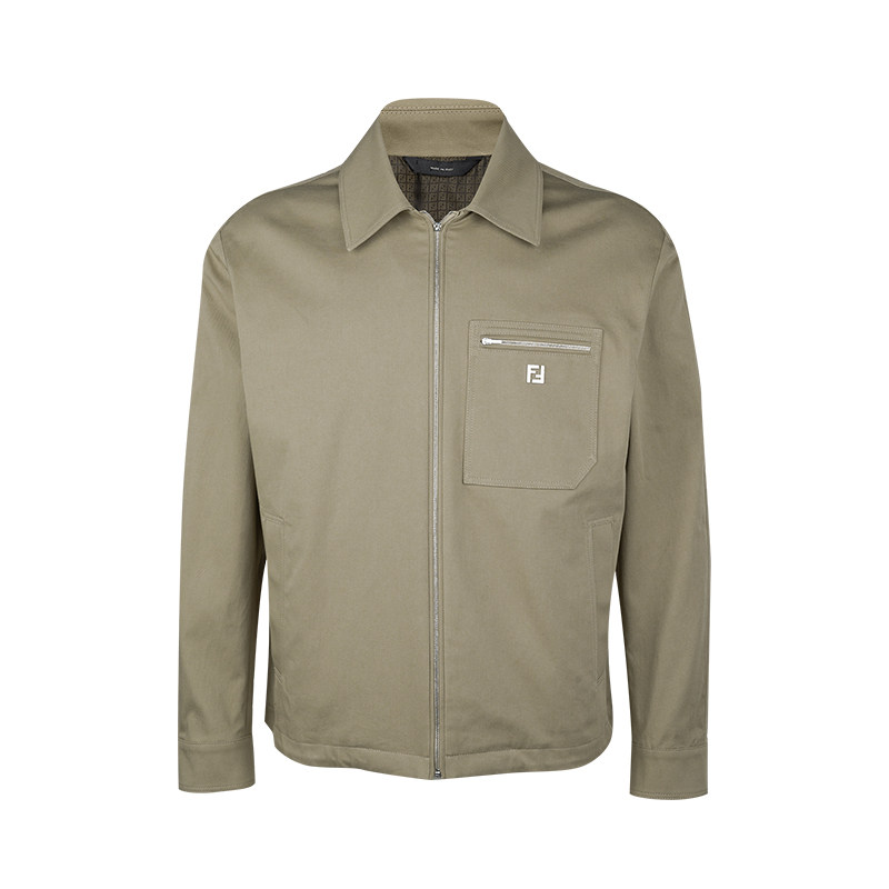 FENDI芬迪男保暖防寒华达呢衬衫领落肩袖夹克外套男士新款推广