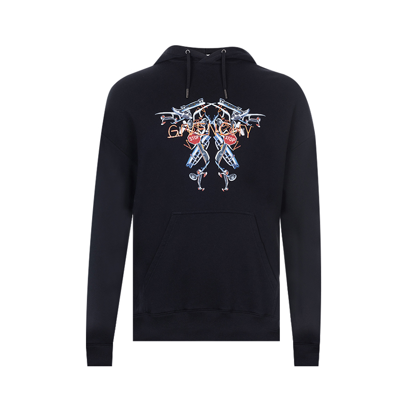 Givenchy/纪梵希休闲印花连帽全棉套头卫衣男士BMJ09J30AF新款 易