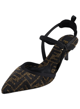 FENDI芬迪女经典Colibrì Lite徽标印花细跟高跟鞋女士新款XY推选