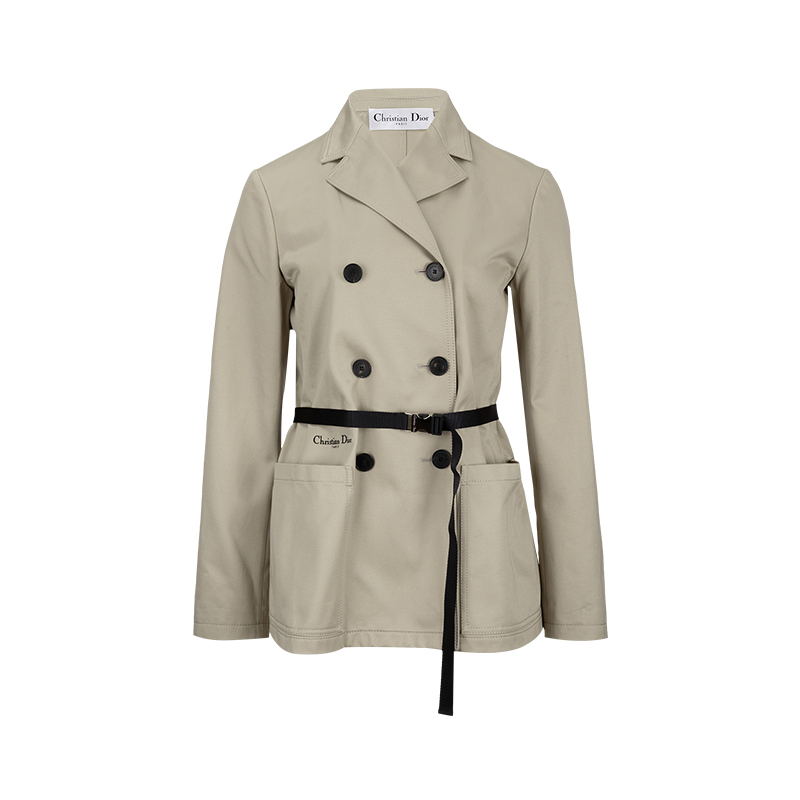 Dior/迪奥女经典棉质华达呢修身系带双排扣夹克外套女士2025新款