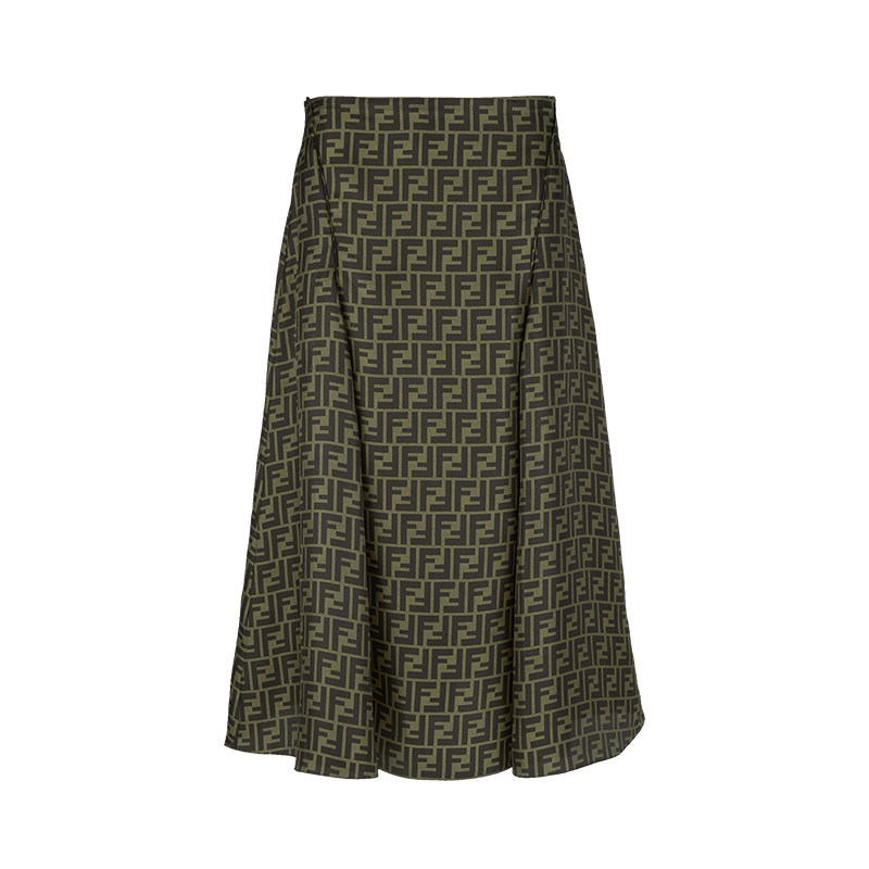 FENDI芬迪女经典字母满印高腰喇叭休闲长裙女士2025年新款