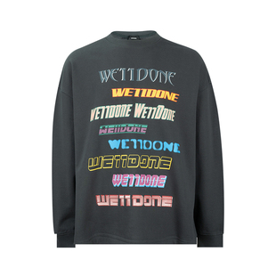 we 11 done男女同款胸口弹幕logo薄绒印花套头卫衣男士新款XY推选