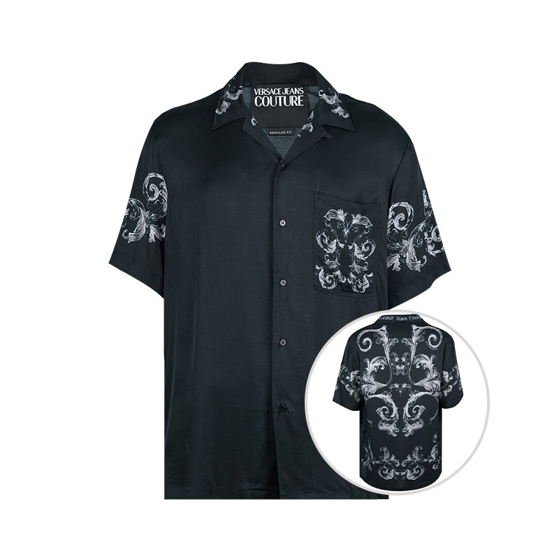 Versace/范思哲男士Jeans Couture 巴洛克印花短袖衬衫男XY推广