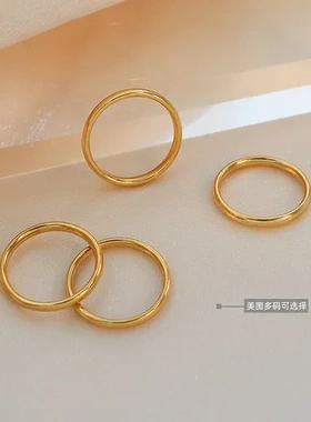 钛钢光面戒指尾戒钛钢尾戒A009素圈材质玫瑰金韩版保色