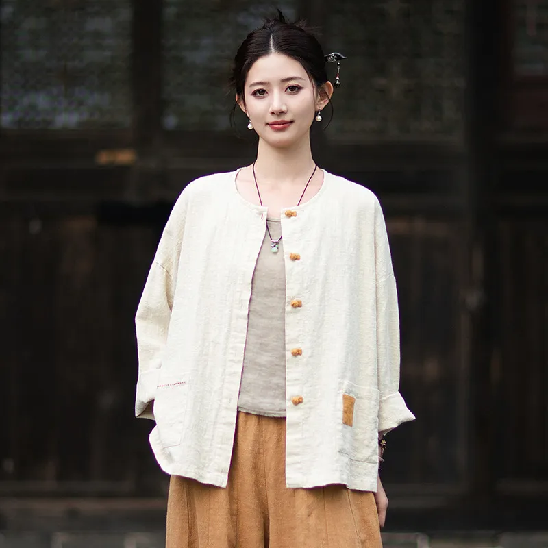 2026秋季棉麻女装新款文艺复衬衫