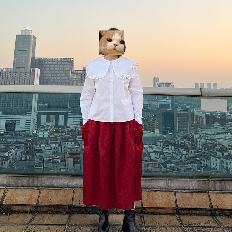 自产自销娃娃领白衬衫女 法式蝴蝶结宽松显瘦纯棉长袖衬衣