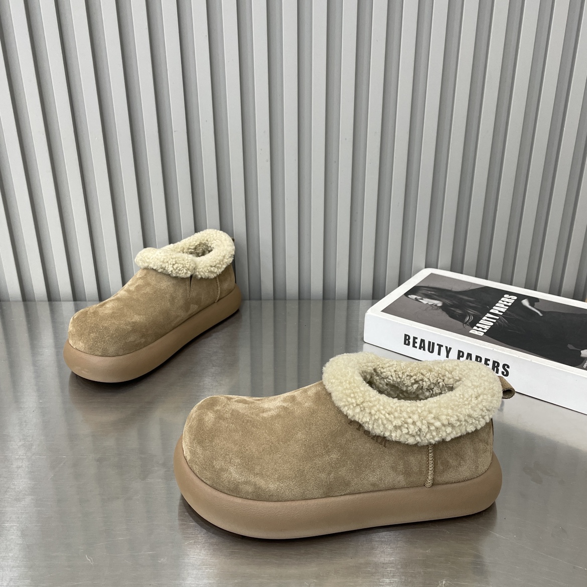 新款厚底保暖一脚蹬毛毛口女鞋