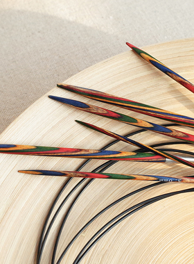 环针手工编织进口彩木82cm长度环形针棒针彩色毛衣针围巾编织针