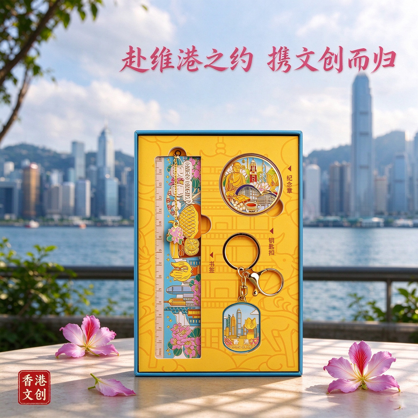 香港文创纪念品礼盒套装书签钥匙扣维多利亚港城市旅游伴手礼物