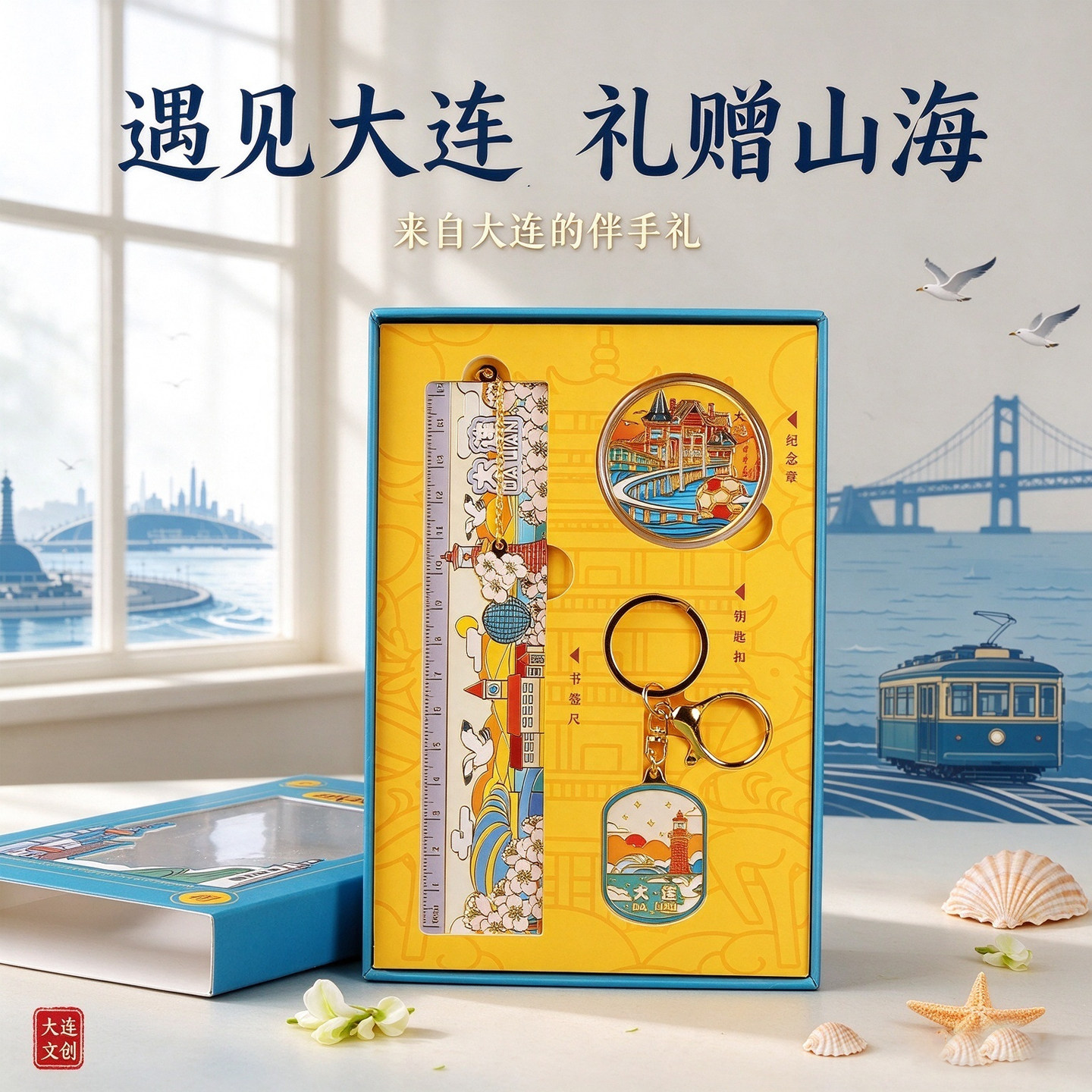 大连文创纪念品礼盒套装周边书签钥匙扣送老师朋友旅游伴手礼物