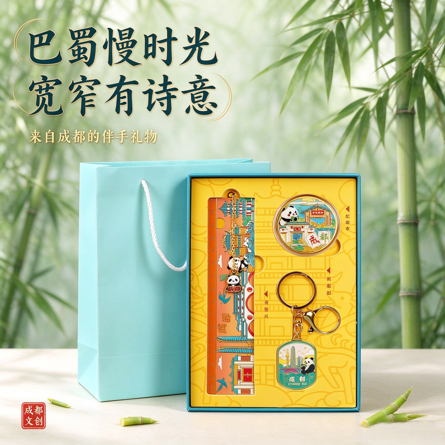 成都文创纪念品礼盒套装四川巴蜀书签钥匙扣熊猫城市旅游伴手礼物