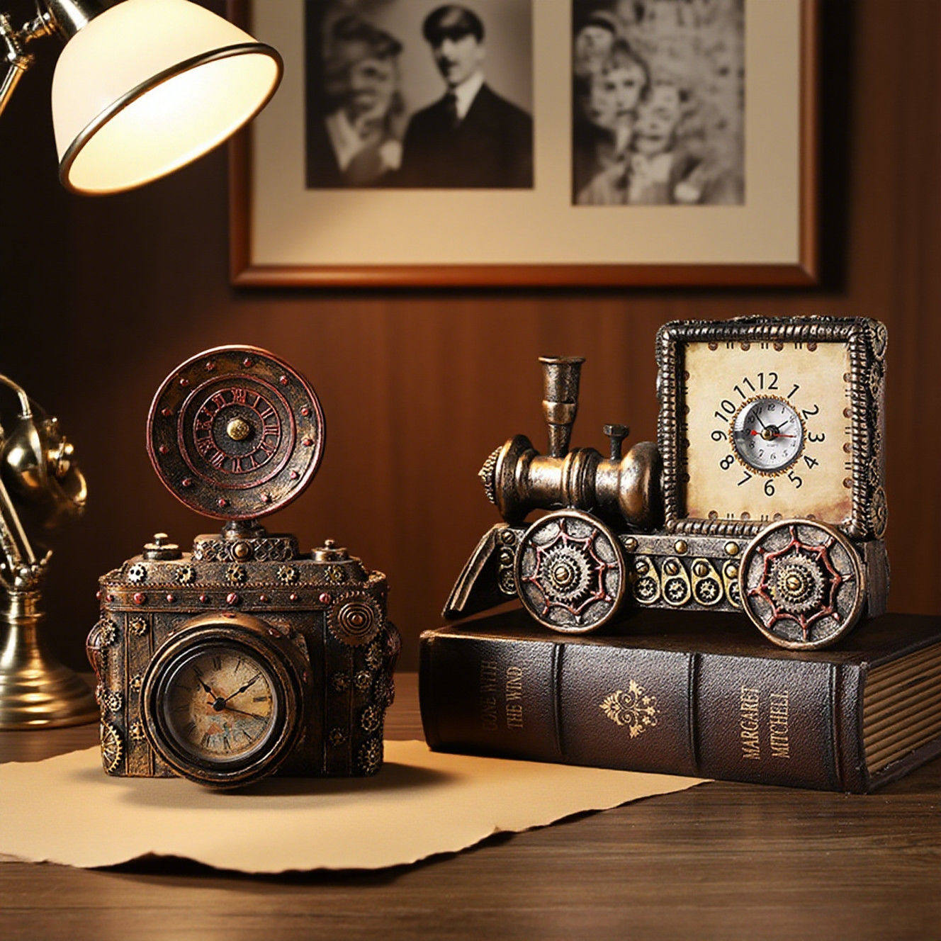 美式复古摆设老物件书房家用玄关电视柜装饰摆件装饰品朋克风时钟,家居饰品,装饰摆件,淘宝优惠券,粉丝福利购,淘宝优惠卷