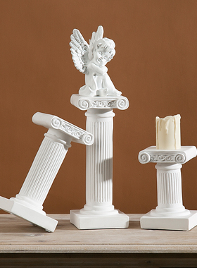 北欧罗马柱立柱烛台天使摆件橱窗样板房拍摄道具软装家居装饰品