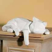 欧式 简约白色切面趴姿猫家居客厅书架玄关橱窗创意装 饰办公桌摆件