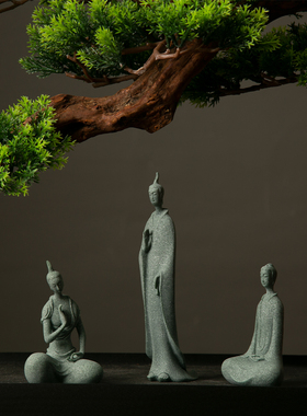 桌面中式北魏佛佛像佛微景观鱼缸造景假山桌面摆件茶宠香道装饰