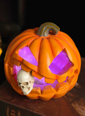 万圣节装饰道具南瓜灯发光搞怪南瓜头酒吧氛围摆件场景布置桌面