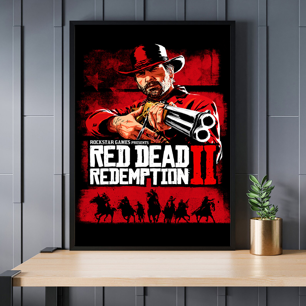 电竞房装饰画荒野大镖客2海报客厅挂画男卧室照PS游戏房间墙壁画