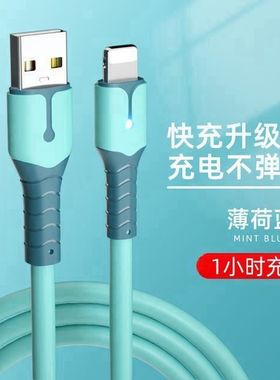 适用苹果数据线带灯快充线iPhone13/6s7/8p/11XS12手机充电器线6A