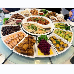 年夜饭团圆盘子围餐酒席饭店创意摆盘 网红家用圆桌拼盘组合套装