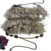 银色金属毛毛拼接腰带女高级感配裙子牛仔裤 链条装 饰百搭腰链配饰