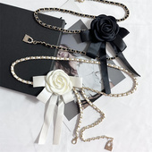 小香风蝴蝶结玫瑰花朵腰链装 饰女编织金属链条腰带配裙子牛仔裤 夏