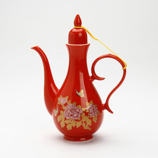 红色结婚酒壶陶瓷 1斤装大号倒酒壶长嘴分酒器仿古风白酒酒店用品