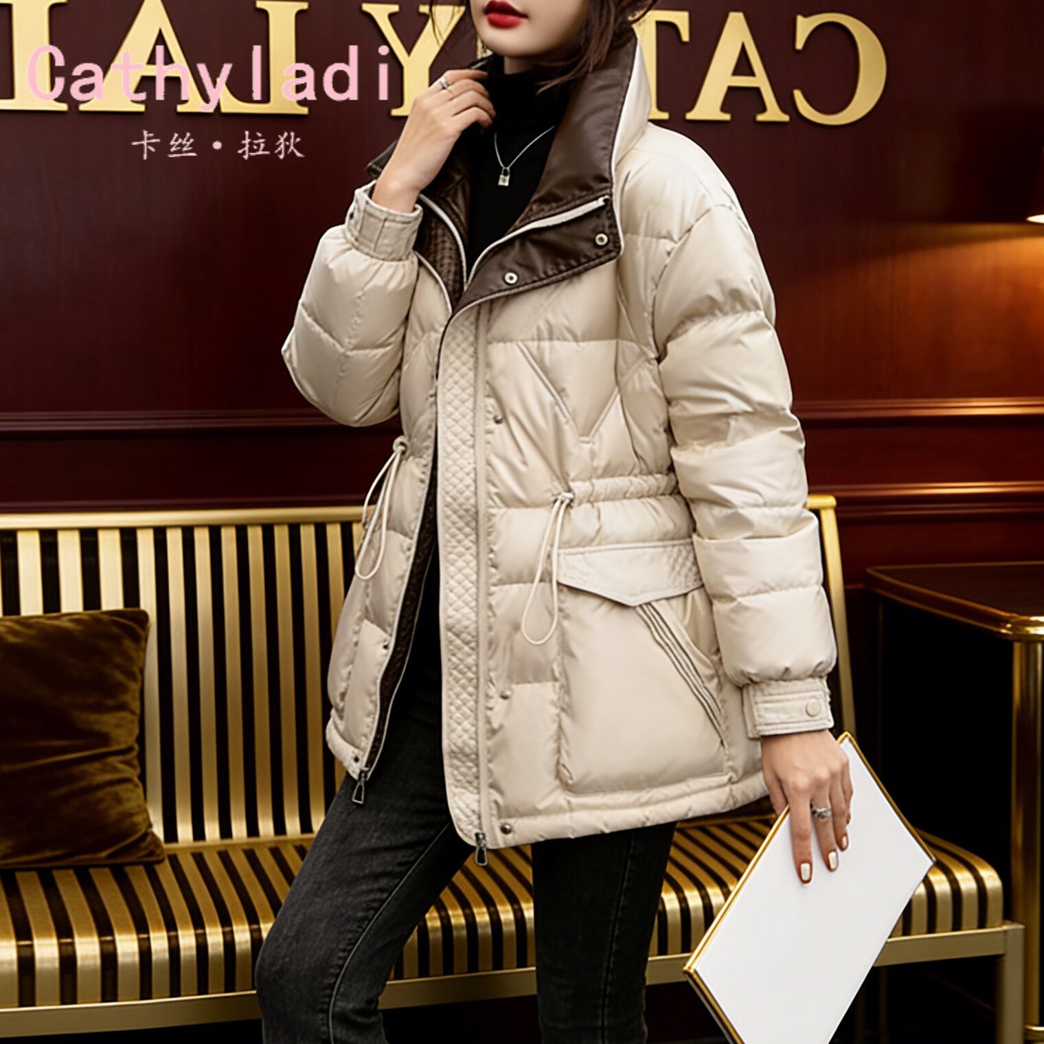 CATHYLADI香槟色羽绒服女款2025年冬季新款高级感今年流行外套女
