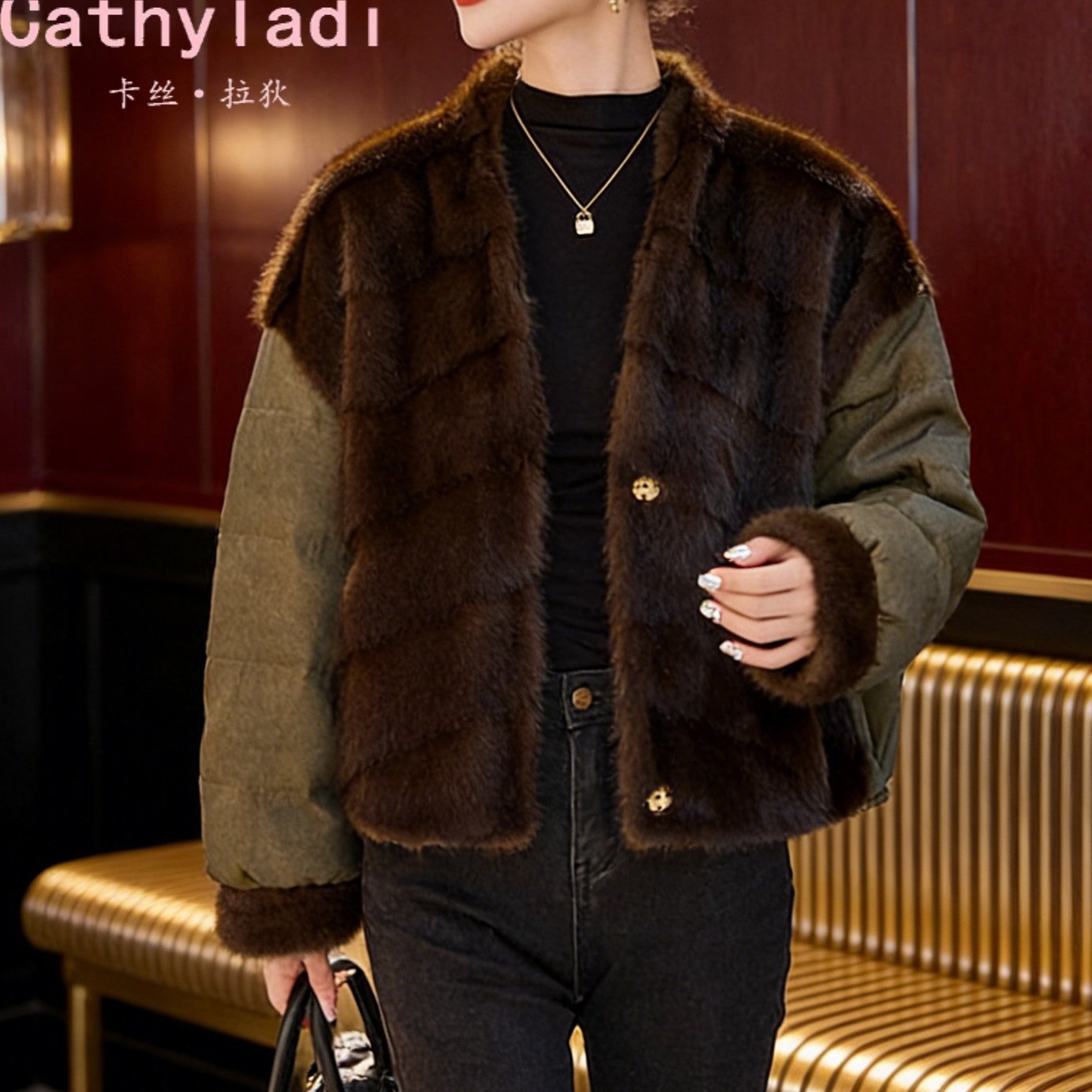 CATHYLADI小个子拼接时尚羽绒服2026年冬季复古加厚保暖气质外套,女装/女士精品,羽绒服,淘宝优惠券,粉丝福利购,淘宝优惠卷