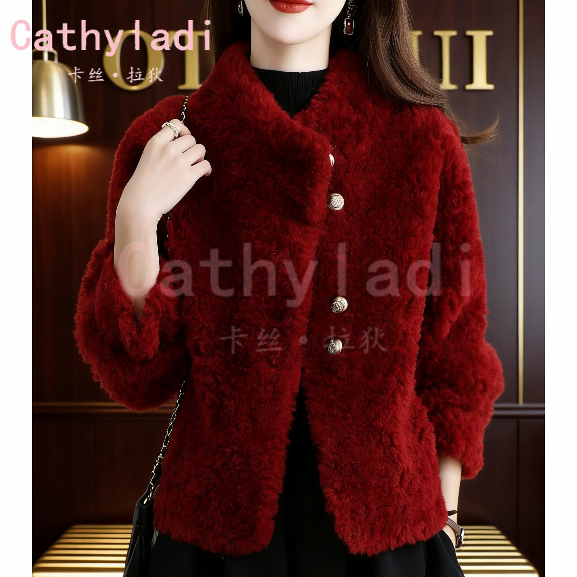 CATHYLADI小个子名媛时尚外套2026年冬季加厚保暖轻奢长袖上衣女