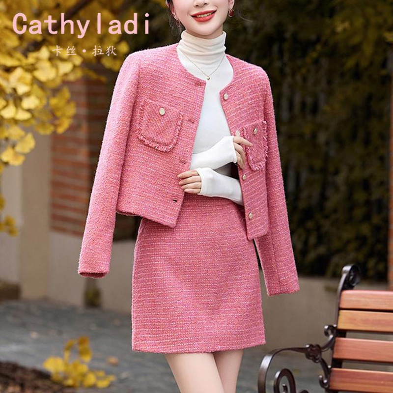 CATHYLADI小香风粉色套装