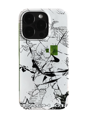 绿色二次元故障风艺术潮流小众高级感卡通iPhone14pro+苹果15promax菲林手机壳新款13/12mini的适用华