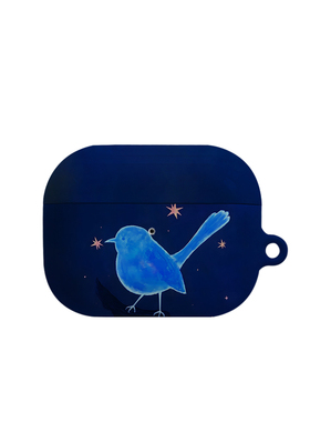 星星背景蓝色小鸟艺术适用苹果耳机保护套airpodspro2无线蓝牙耳机壳三代airpod二代ipod耳机套airpods3菲林