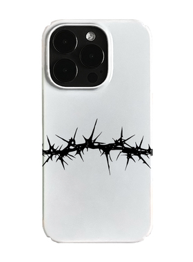 黑色木刺艺术小众适用高级感卡通iPhone16pro+苹果15promax菲林手机壳新款13/1214proVIVO90