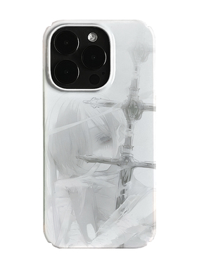 灰白美女牧师艺术小众适用高级感卡通iPhone16pro+苹果15promax菲林手机壳新款13/1214proVIVO90